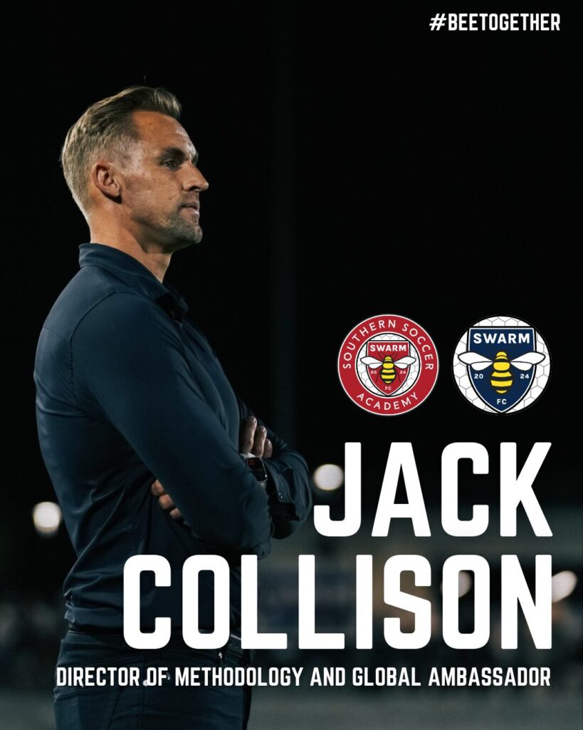 Jack Collison looks onto the soccer field during a match.