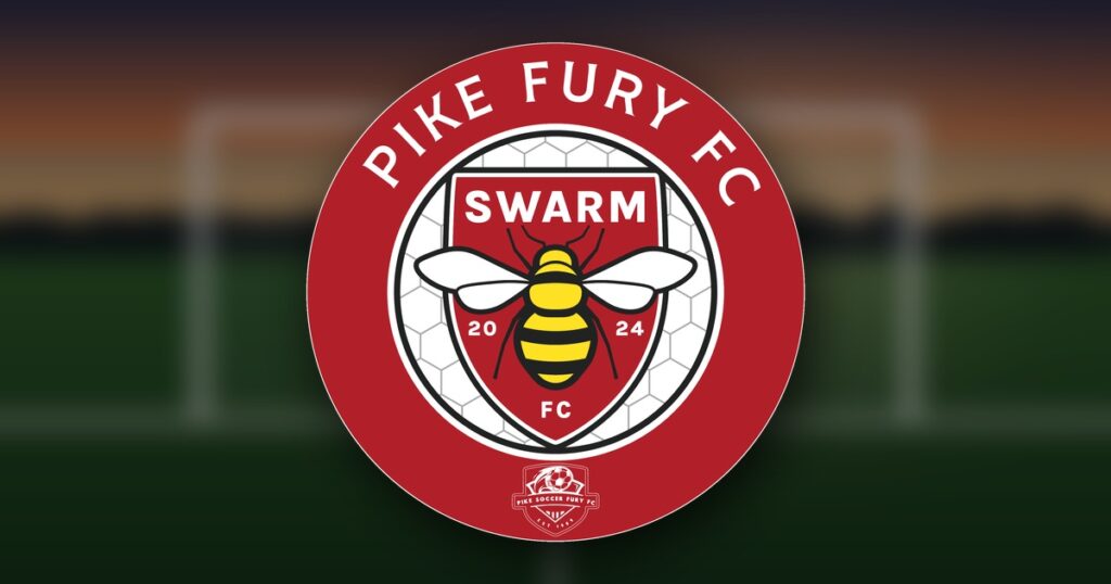 Pike Fury Swarm FC crest with the words Welcome to the Swarm — Pike Fury Soccer Club of Williamson, Georgia joins the Swarm FC network